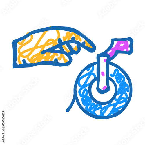 hand reaching paper towel doodle icon sketch vector. hand reaching paper towel sign. isolated symbol illustration