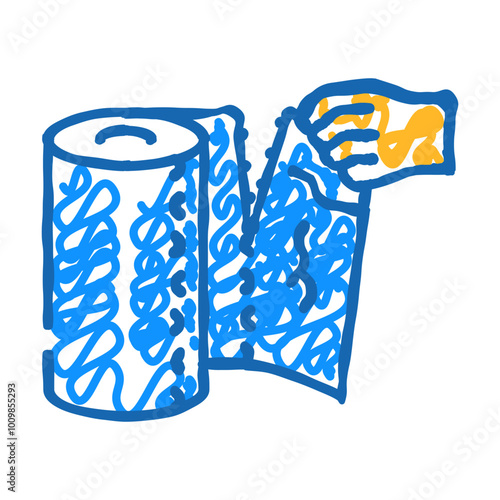 hand tearing paper towel doodle icon sketch vector. hand tearing paper towel sign. isolated symbol illustration