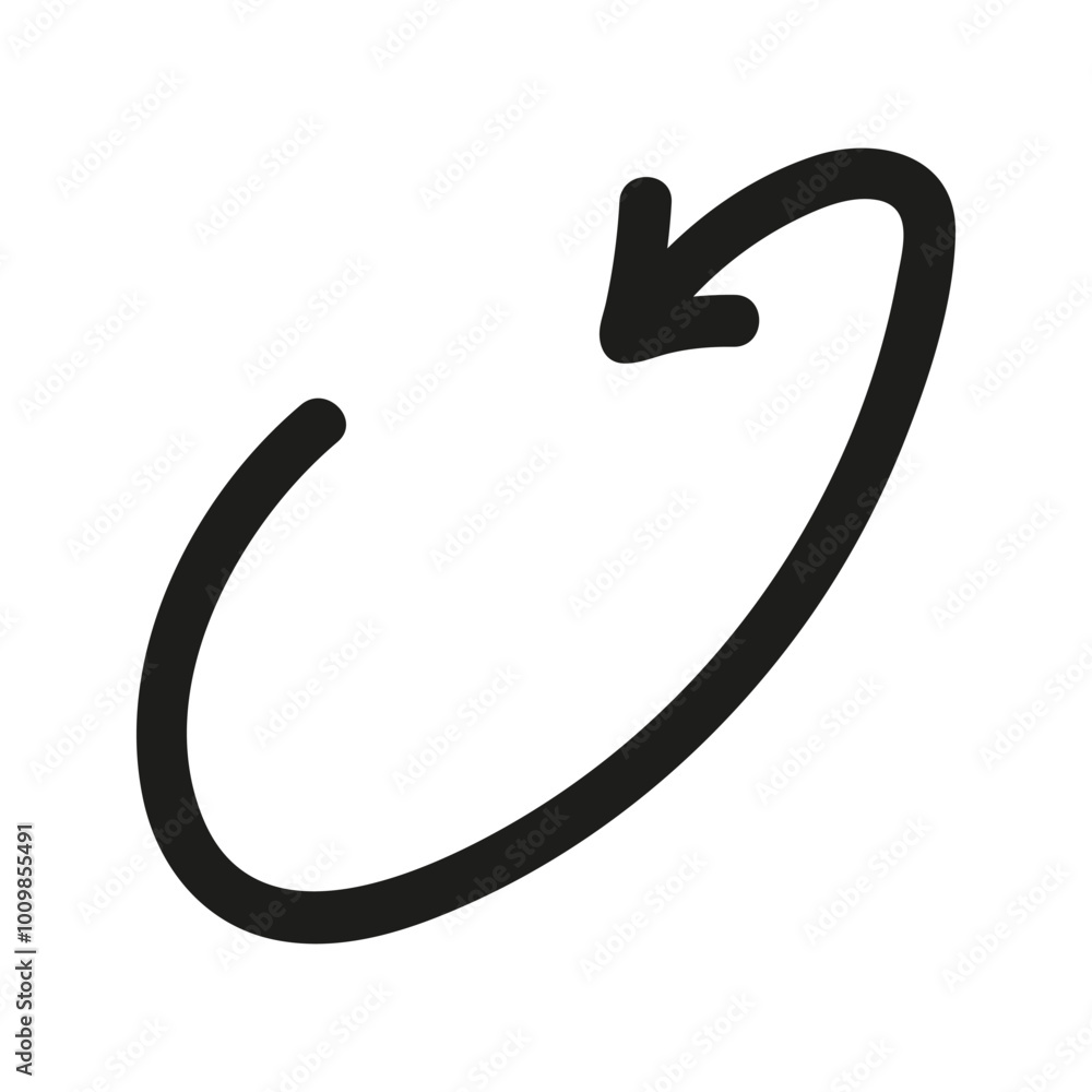 Simple line arrow in circle shape doodle. Hand drawn element for navigation and presentations. Simple line arrow in circle shape doodle. Hand drawn element for navigation and presentations.