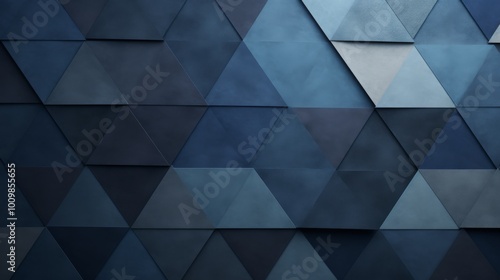 Black dark gray blue whiteTones Geometric Triangles Grainy Texture. background with Subtle Gradients and Muted Colors  photo