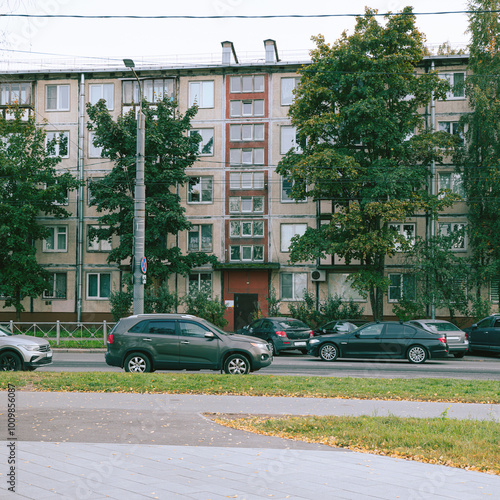 Low-rise residential buildings of the Soviet type called Khrushchevka. photo