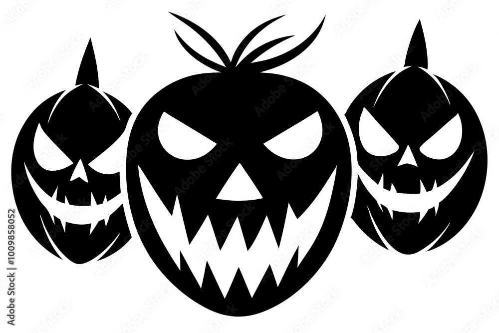 Scary Monster Faces Set. Jack O Lantern Face Halloween Pumpkin Icon Collection. Simple Creepy Horror Illustrations. Scary Monster Faces Set. Jack O Lantern Face Halloween Pumpkin Icon Collection. Simple Creepy Horror Illustrations.