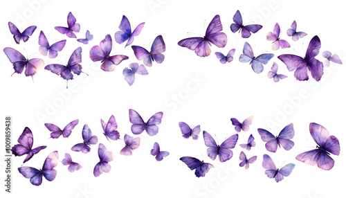 purple butterflies isolated on transparent background,PNG