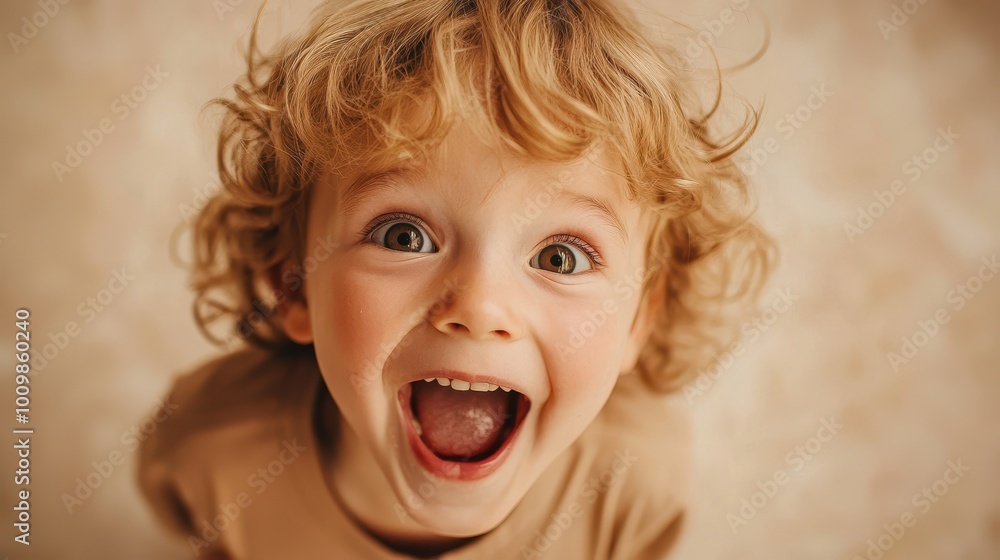 Joyful Child with Excited Expression Close Up