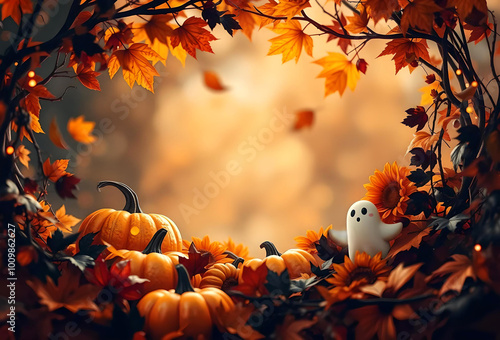 Obraz na płótnie Arrière-plan automnal pour Halloween w salonie
