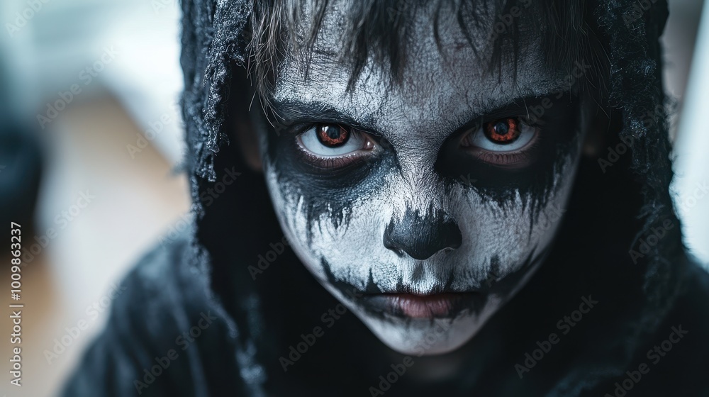 Boy make up as evil for halloween party Boy make up as evil for halloween party
