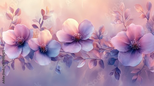 Luxurious Watercolor Floral Art - Beautiful 3D Illustration of Delicate Flowers for Botanical Backgrounds, Wallpaper Designs, Prints, and Invitations