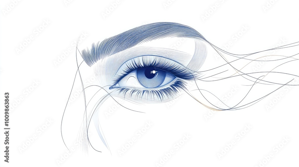 Fototapeta premium Modern Illustration Sketch of a Continuous One Line Eye - Minimalist and Artistic Design for Contemporary Art Projects and Visual Concepts