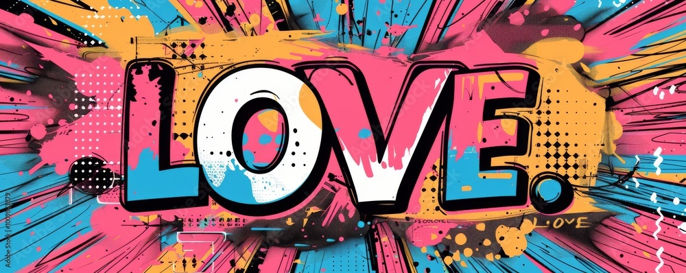 Energetic pop art background featuring Energetic pop art background featuring