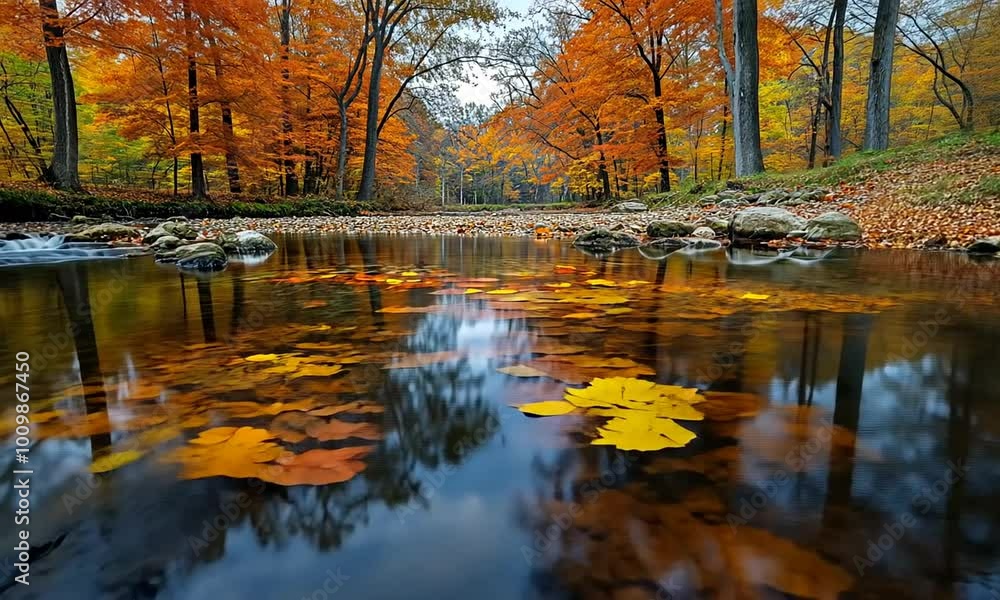 Autumn Leaves Reflections in a Stream Autumn Leaves Reflections in a Stream