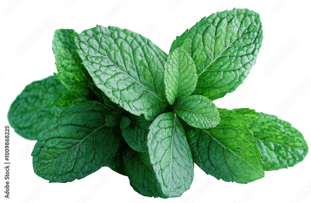 Mint leaves arranged in a bunch on a transparent background. Mint leaves arranged in a bunch on a transparent background.