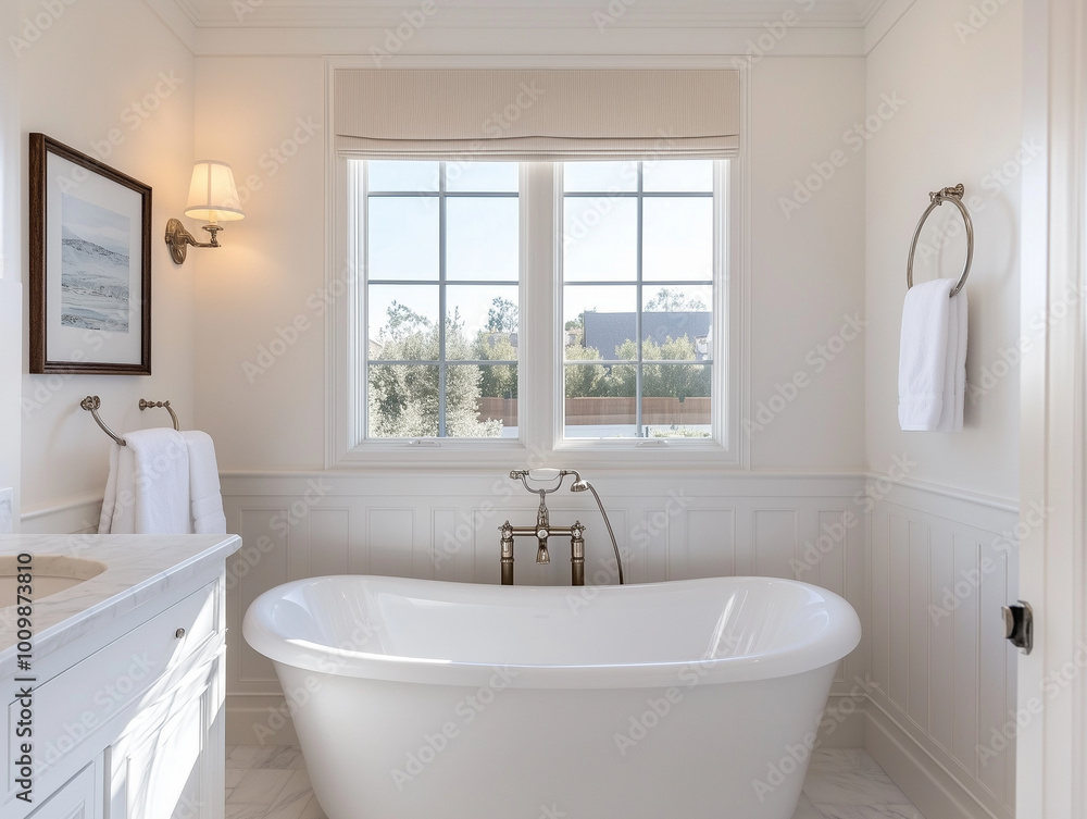 Luxury in White: Bathroom Featuring Wide, Deep Sink and Minimalist Design Luxury in White: Bathroom Featuring Wide, Deep Sink and Minimalist Design