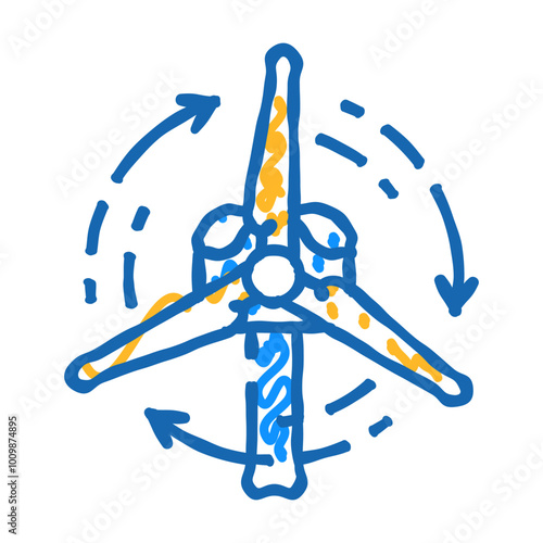 blades rotation wind turbine doodle icon sketch vector. blades rotation wind turbine sign. isolated symbol illustration