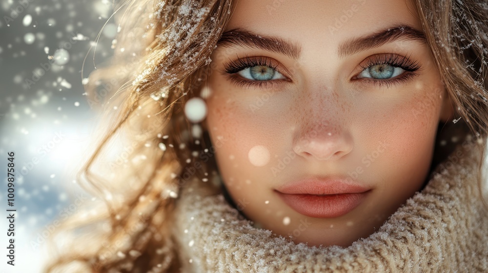Beautiful woman posing in the snow on a winter day. Copyspace. Beautiful woman posing in the snow on a winter day. Copyspace.