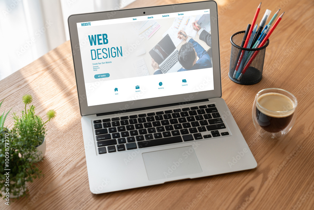 Fototapeta premium Website design software provide modish template for online retail business and e-commerce