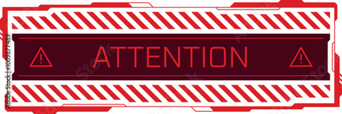 Attention scifi box. Futuristic red hud element