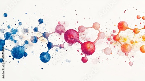 A seamless flow of colorful, abstract molecular spheres depicted in a harmonious sequence, illustrating the intricate beauty and complexity of scientific design.