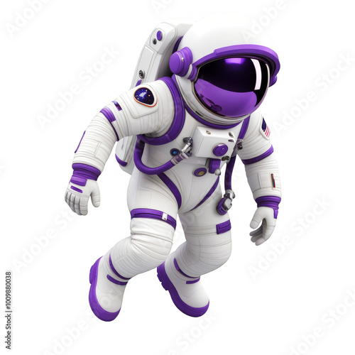 3D Astronaut in Purple Space Design Floating