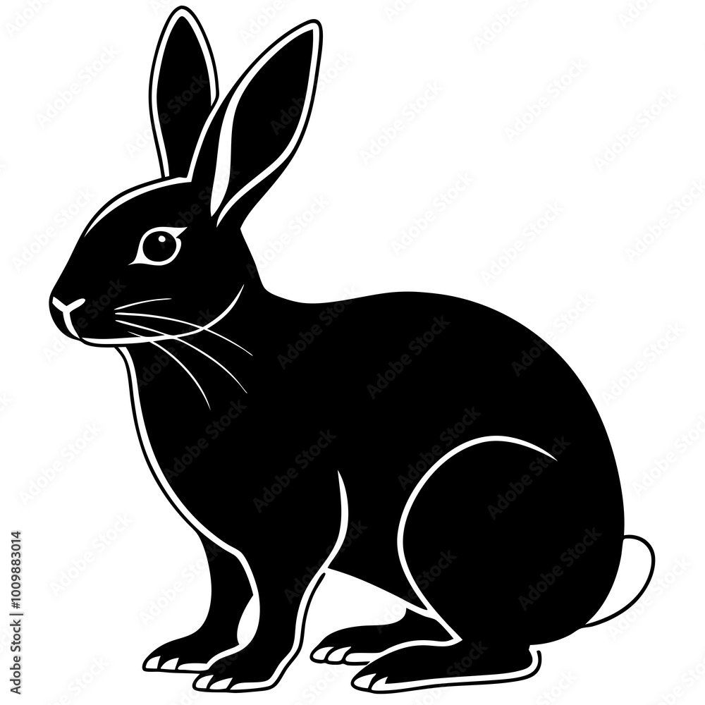 Obraz premium black rabbit silhouette Vector with a white background