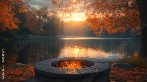 Wallpaper Mural Experience the peaceful ambiance of autumn by the lake with the crackling sounds of a cozy fire and soothing nature. Perfect for relaxation, stress relief, or background ambiance during quiet moments Torontodigital.ca