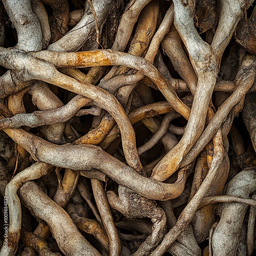 Tangled tree roots, natural texture background photo