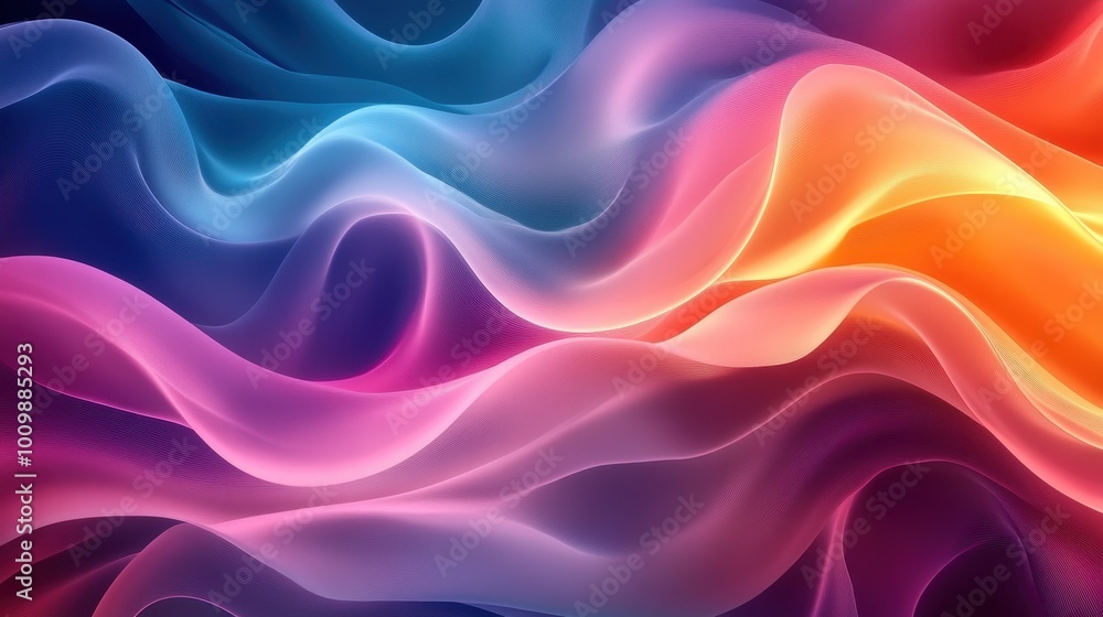 Abstract colorful wavy shapes wallpaper. Modern curvy background with motion effect. Generative ai Abstract colorful wavy shapes wallpaper. Modern curvy background with motion effect. Generative ai