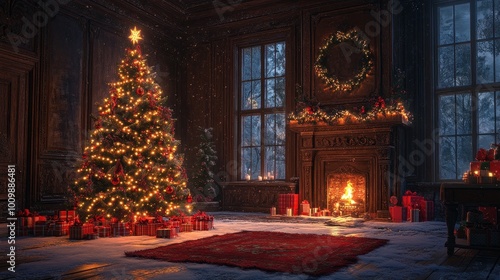 Wallpaper Mural Christmas tree Torontodigital.ca