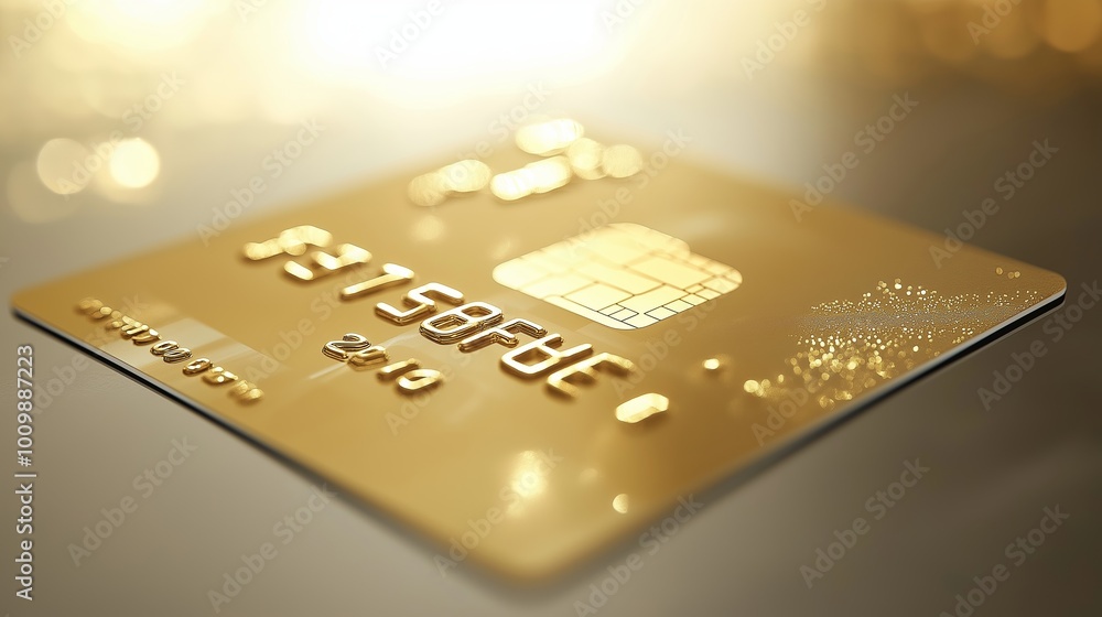 Close-up of a golden credit card being swiped at a retail counter during Boxing Day sales with a soft, illuminated background Close-up of a golden credit card being swiped at a retail counter during Boxing Day sales with a soft, illuminated background