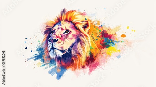 Colorful lion to print on t-shirt