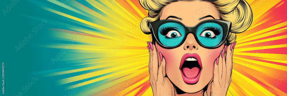Surprised woman in pop art style. Surprised woman in pop art style.