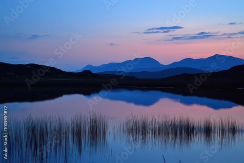 Wallpaper Mural Serene twilight over a tranquil lake reflecting distant mountains and soft pastel skies. Torontodigital.ca