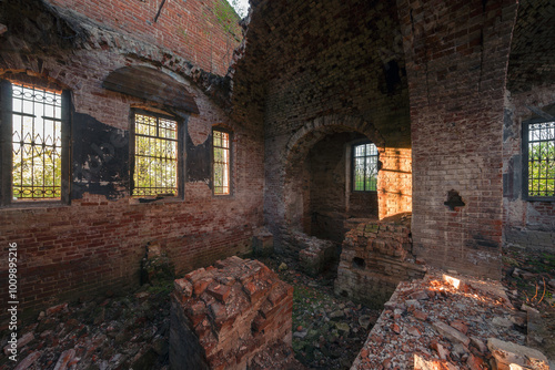Old brick ruins of abandoned Church.