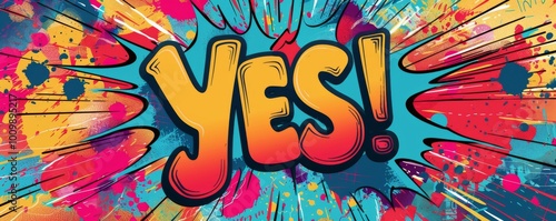 Wallpaper Mural Abstract pop art background with "YES!" inside. Explosion theme, Bold colors, Dynamic vector Torontodigital.ca