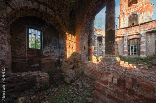 Old brick ruins of abandoned Church.