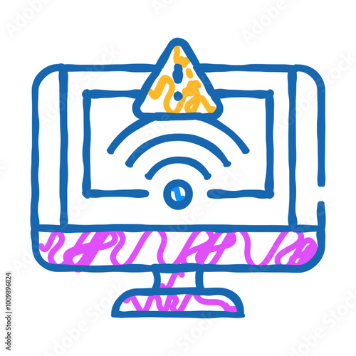 network troubles repair computer doodle icon sketch vector. network troubles repair computer sign. isolated symbol illustration