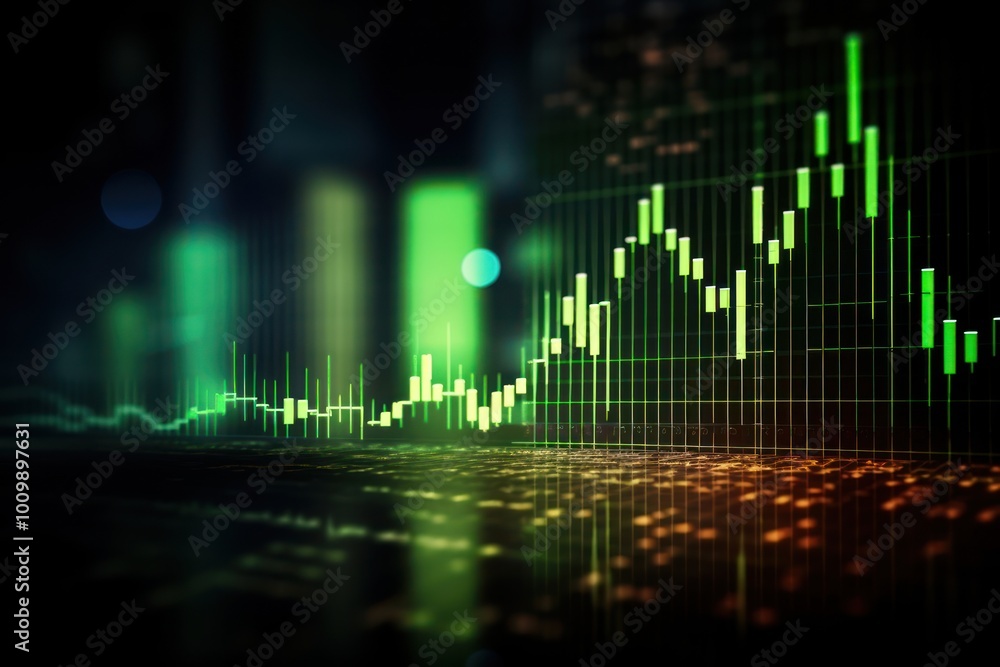 Fototapeta premium Stock charts backgrounds graph green.