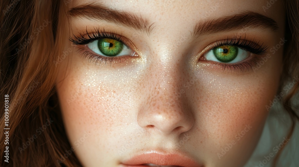 Makeup Beauty close-up portrait of young women with green eyes, skincare, cosmetics, perfect eyelashes. Makeup Beauty close-up portrait of young women with green eyes, skincare, cosmetics, perfect eyelashes.