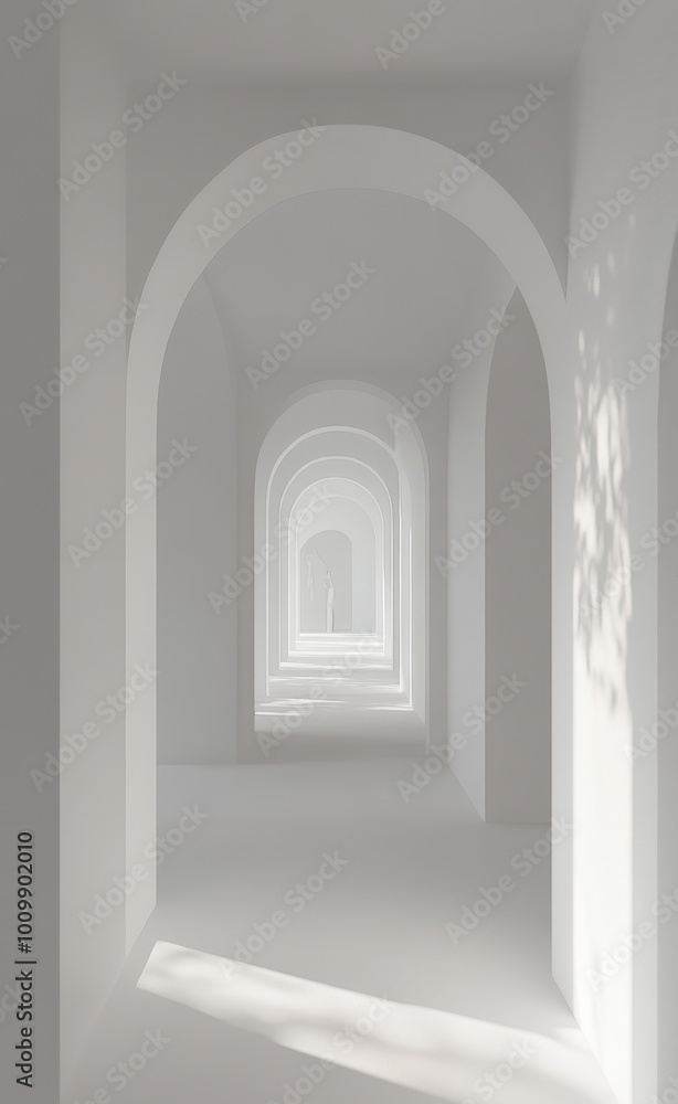 white tunnel with symmetrical arches, minimalist photography, simple background white tunnel with symmetrical arches, minimalist photography, simple background
