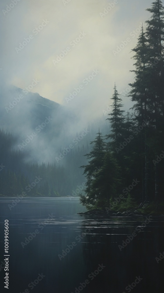 Acrylic paint of Lake lake wilderness landscape. Acrylic paint of Lake lake wilderness landscape.
