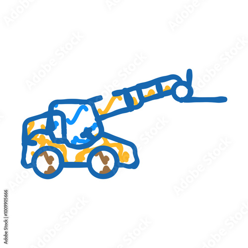 telescopic handler construction vehicle doodle icon sketch vector. telescopic handler construction vehicle sign. isolated symbol illustration