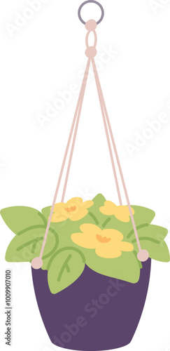 Hanging houseplant pot color icon. Home greenery