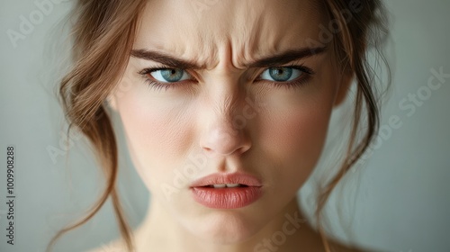 Intense Expression of Woman's Face Close-Up