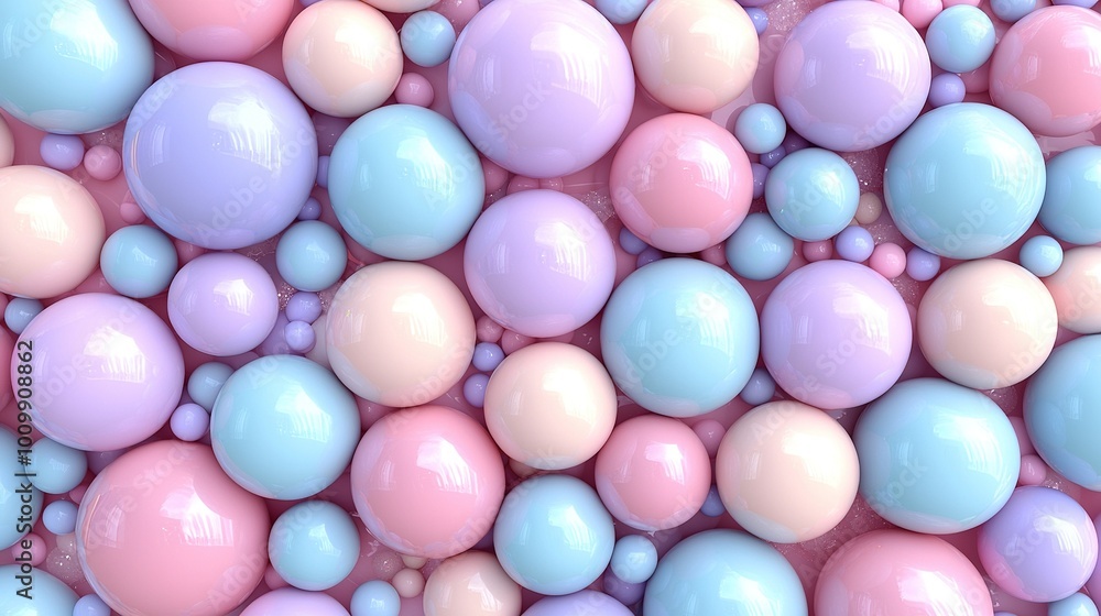 Square pattern of pastel-colored balloons on pink, blue, and white background Square pattern of pastel-colored balloons on pink, blue, and white background