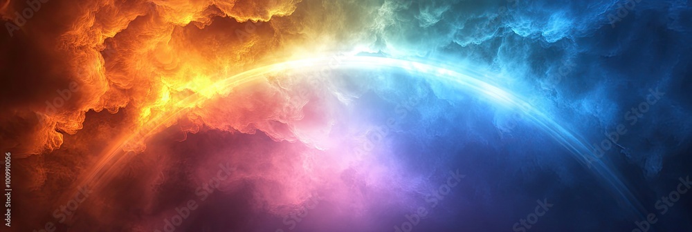 Fototapeta premium A rainbow aura surrounding a central light source, casting a soft glow outward