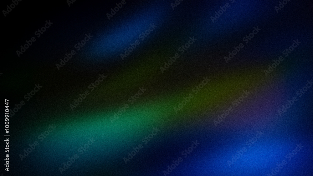 Fototapeta premium A captivating abstract gradient featuring deep blue, green, and black hues with a grainy texture. Ideal for dark, moody backgrounds, banners, and creative designs