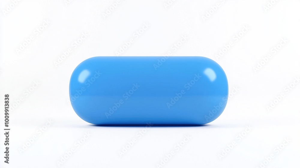A close-up of a blue object on a white background with a reflection in the background A close-up of a blue object on a white background with a reflection in the background