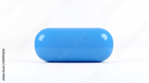  A close-up of a blue object on a white background with a reflection in the background