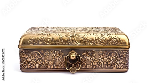 a gold box with a lock