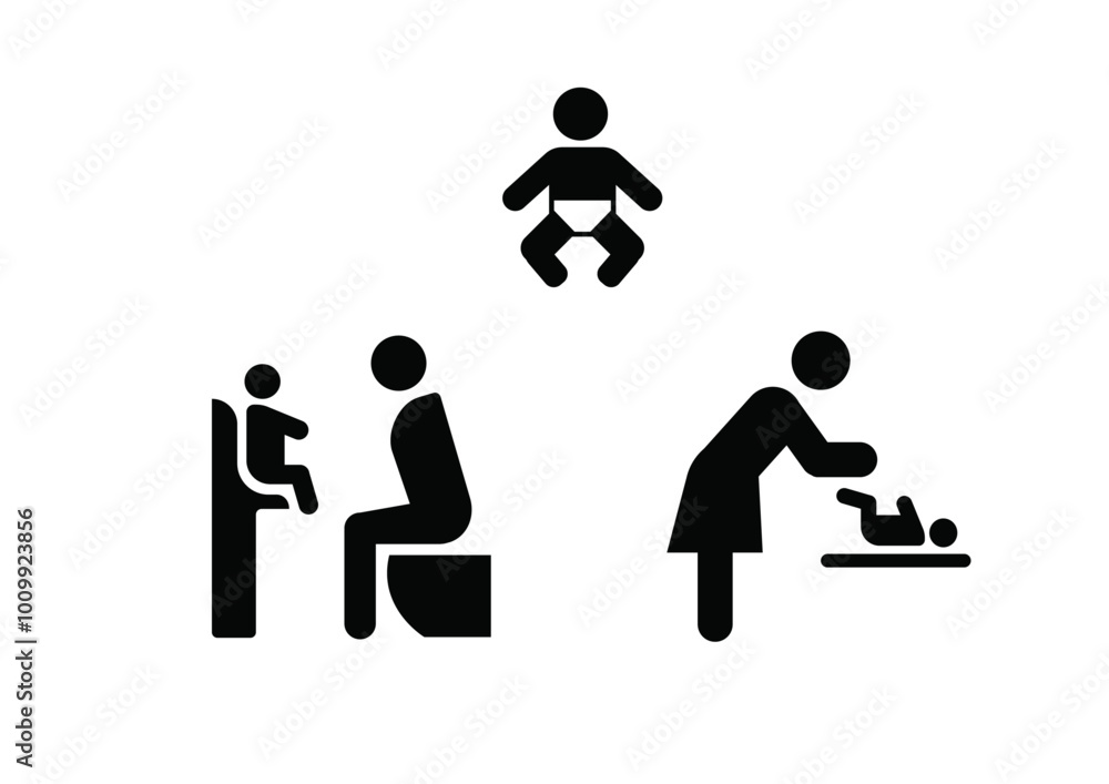 Obraz premium シンプルな赤ちゃんのアイコンセット