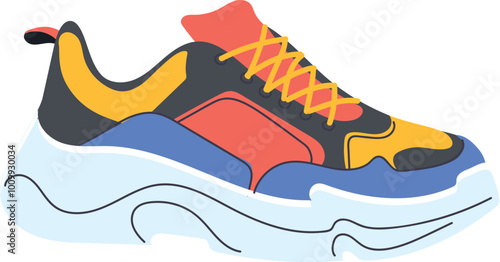 Activewear icon. Trendy sneaker. Fashionable sport shoe